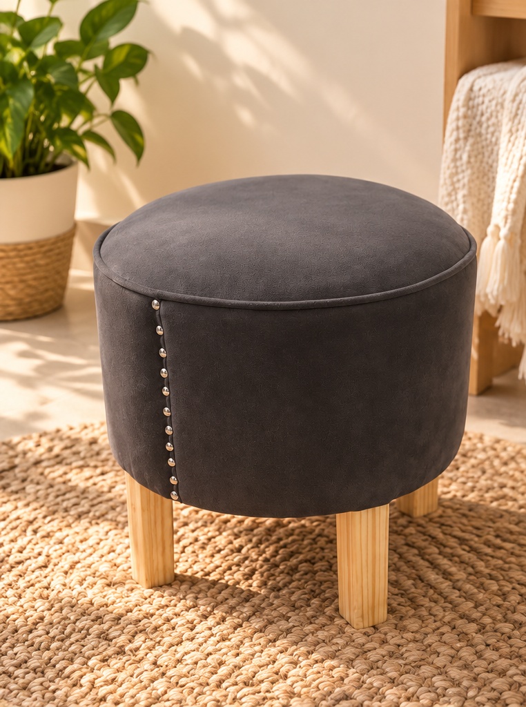 Puff redondo gris oscuro JCG Design